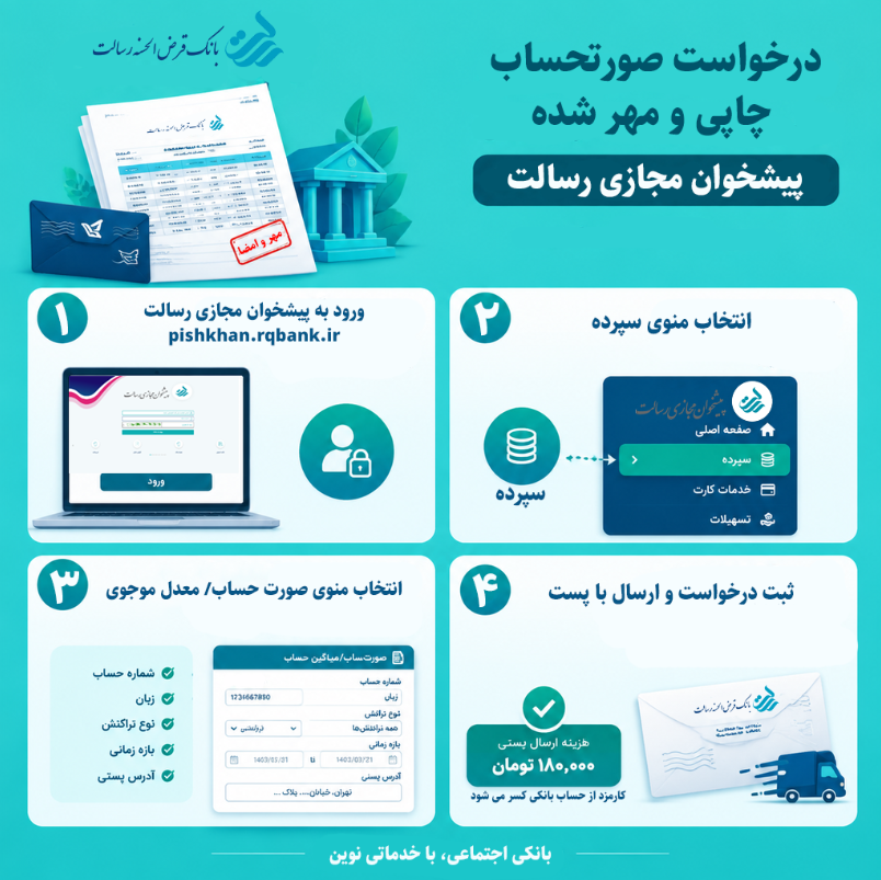 درخواست صورتحساب چاپی و مهر شده در پیشخوان مجازی رسالت